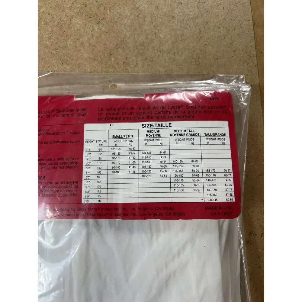 Gilda Marx Leggings Womens M White Footless Opaque Nylon Spandex Activewear USA
